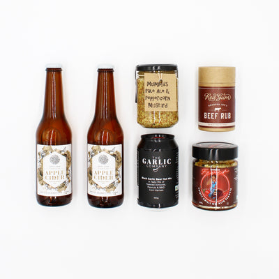 The Garlic Company’s Black Garlic Beer Nut Mix kicks proceedings off together with a double dose of Hart’s Farm Original Dry Apple Cider.  Star of the show is award-winning local restaurant Red Gum BBQ’s Beef Rub – a mouth-watering Texas-style rub with a very local twist. Rounding out the box we have Mumma Made Pale Ale Mustard
